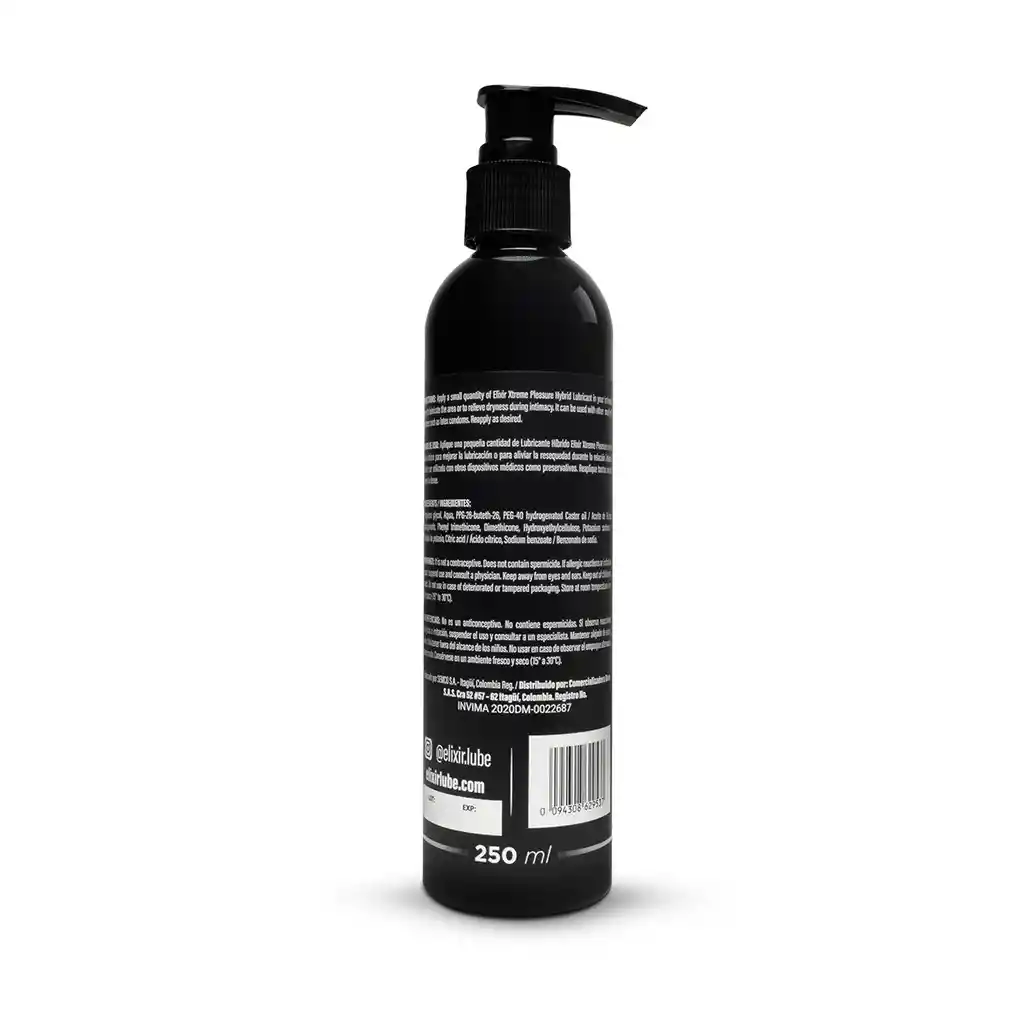 Lubricante Intimo Hibrido Elixir X 250 Ml A Base De Agua Y Silicona