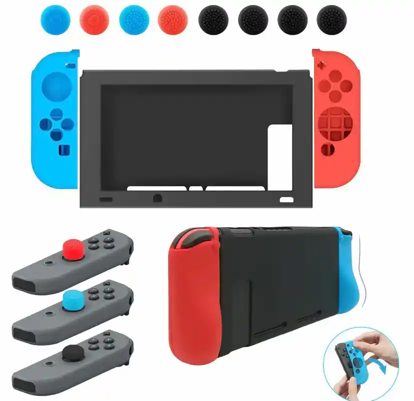 Nintendo Switch Protector Funda Estuche En Silicona +8 Grips