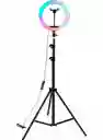 Aro De Luz Rgb Profesional De 33 Cm De Diametro Con Tripode De 2.10 M Y Soporte De Telefono