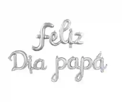 Letrero Feliz Dia Papá Inflable Plateado Letra Cursiva Dia Del Padre