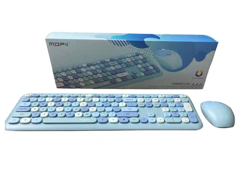 Combo Inalámbrico Teclado Y Mouse Mofii 666 Celeste