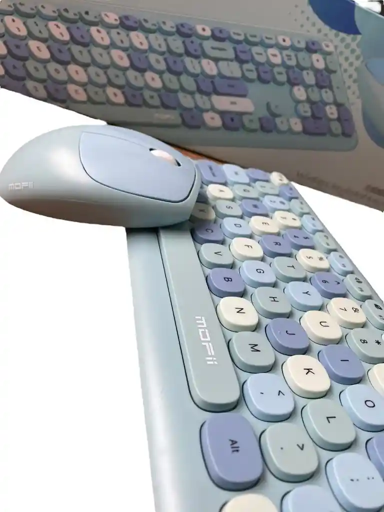 Combo Inalámbrico Teclado Y Mouse Mofii 666 Celeste