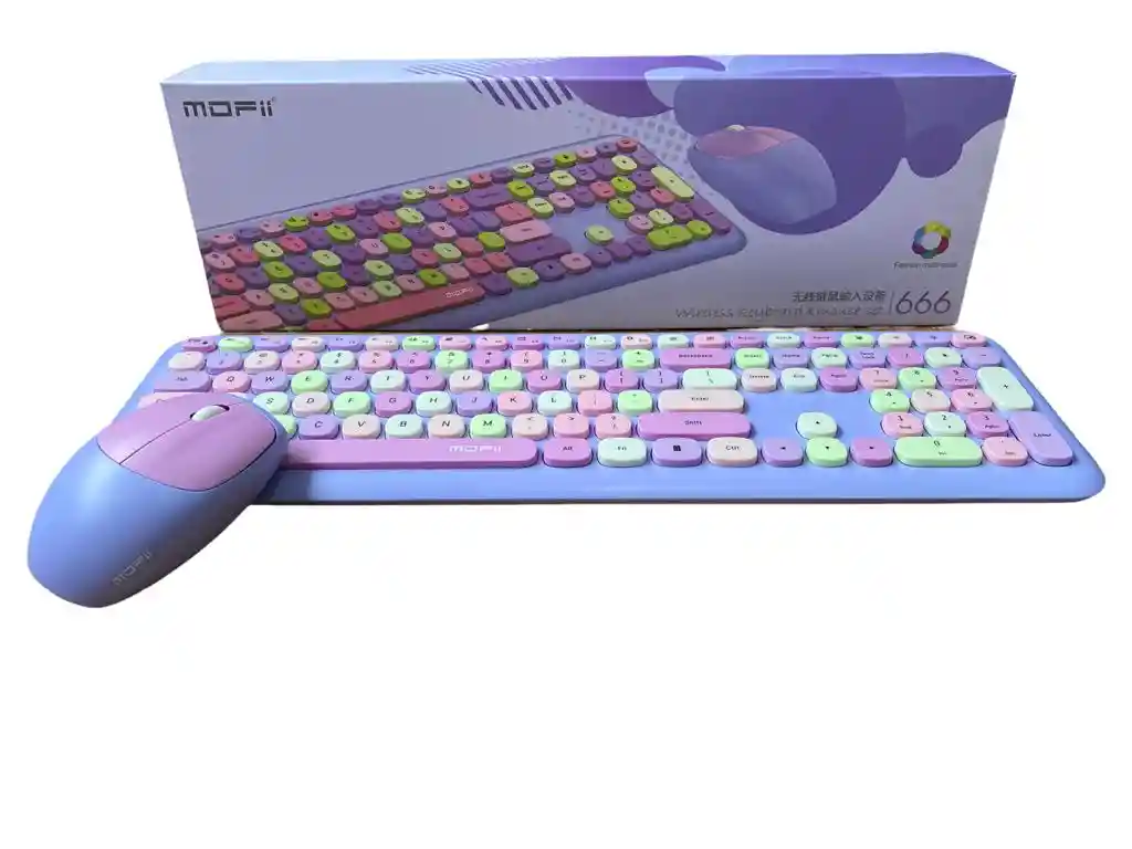 Combo Inalámbrico Teclado Y Mouse Mofii 666 Violeta