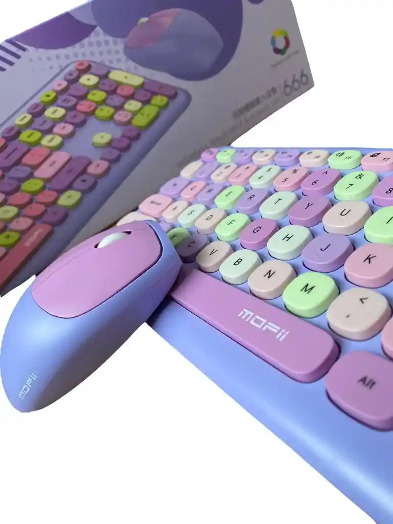 Combo Inalámbrico Teclado Y Mouse Mofii 666 Violeta