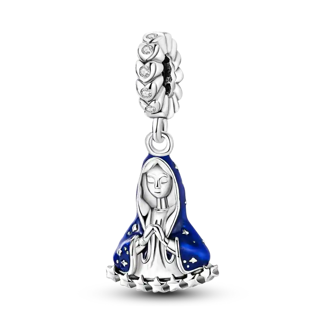 Charm Dije Virgen María Religión Católica Protección Plata