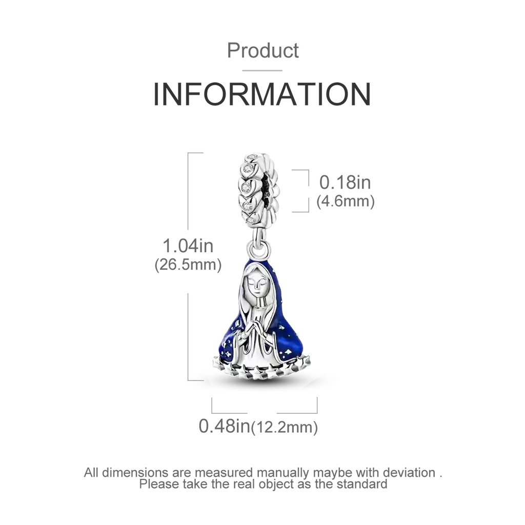 Charm Dije Virgen María Religión Católica Protección Plata