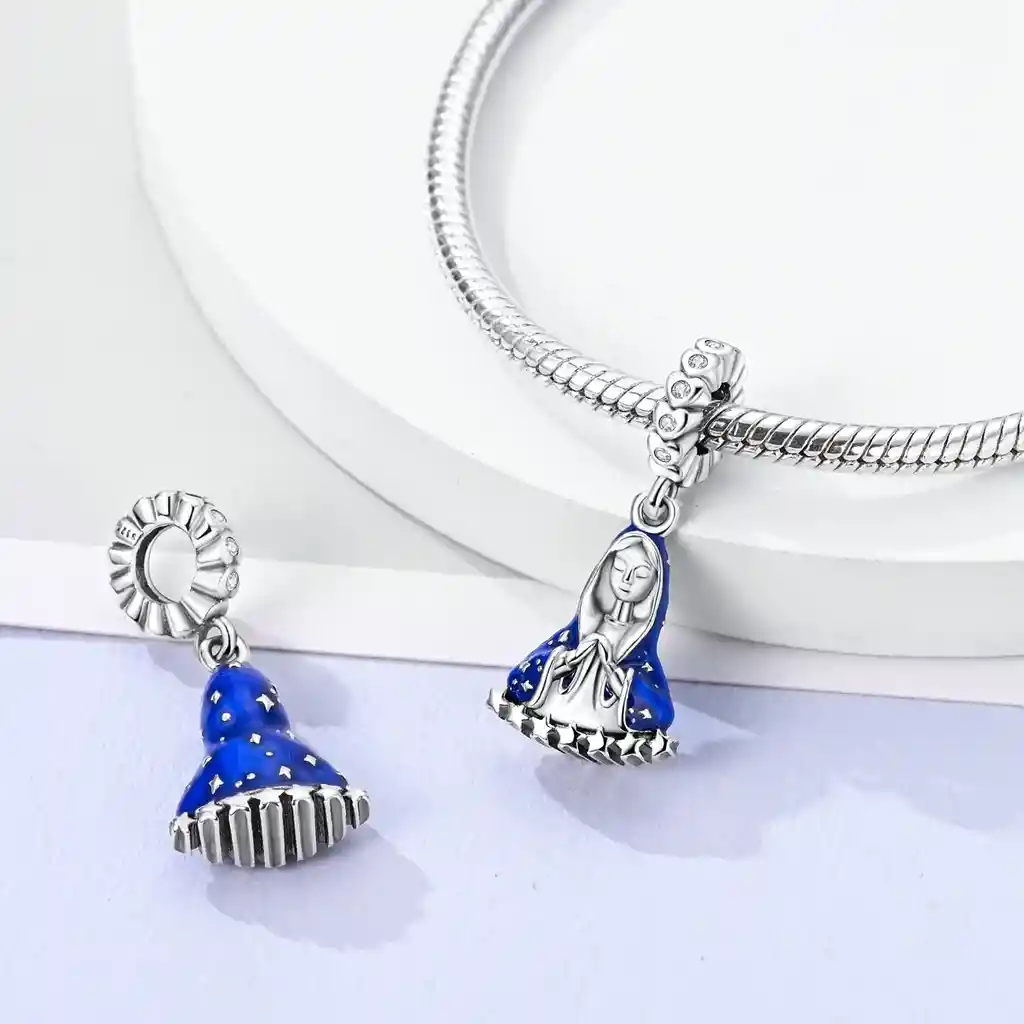 Charm Dije Virgen María Religión Católica Protección Plata