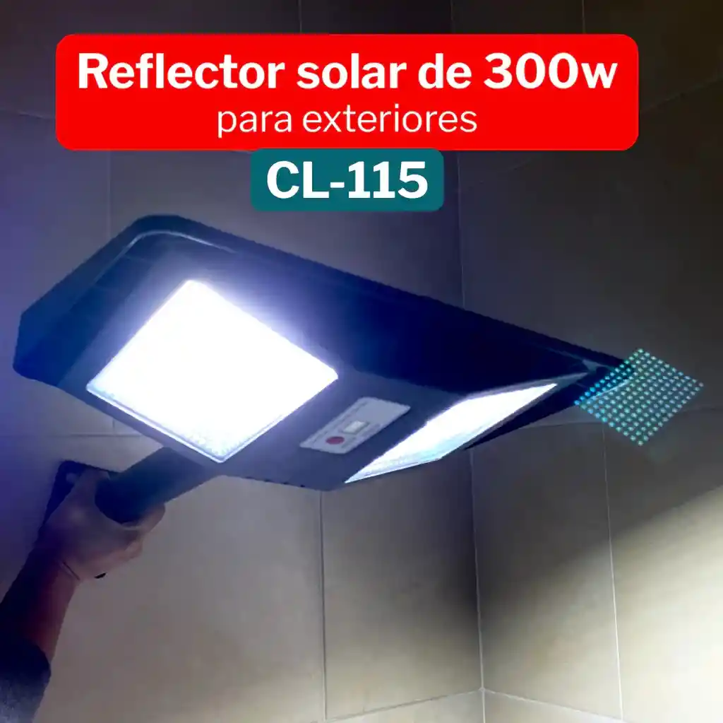 Lampara Reflector Exterior Con Panel Solar Cl-115 300w