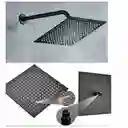 Ducha Regadera Cuadrada De 8" Negro. Incluye Tubo