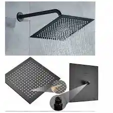 Ducha Regadera Cuadrada De 8" Negro. Incluye Tubo