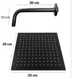 Ducha Regadera Cuadrada De 8" Negro. Incluye Tubo