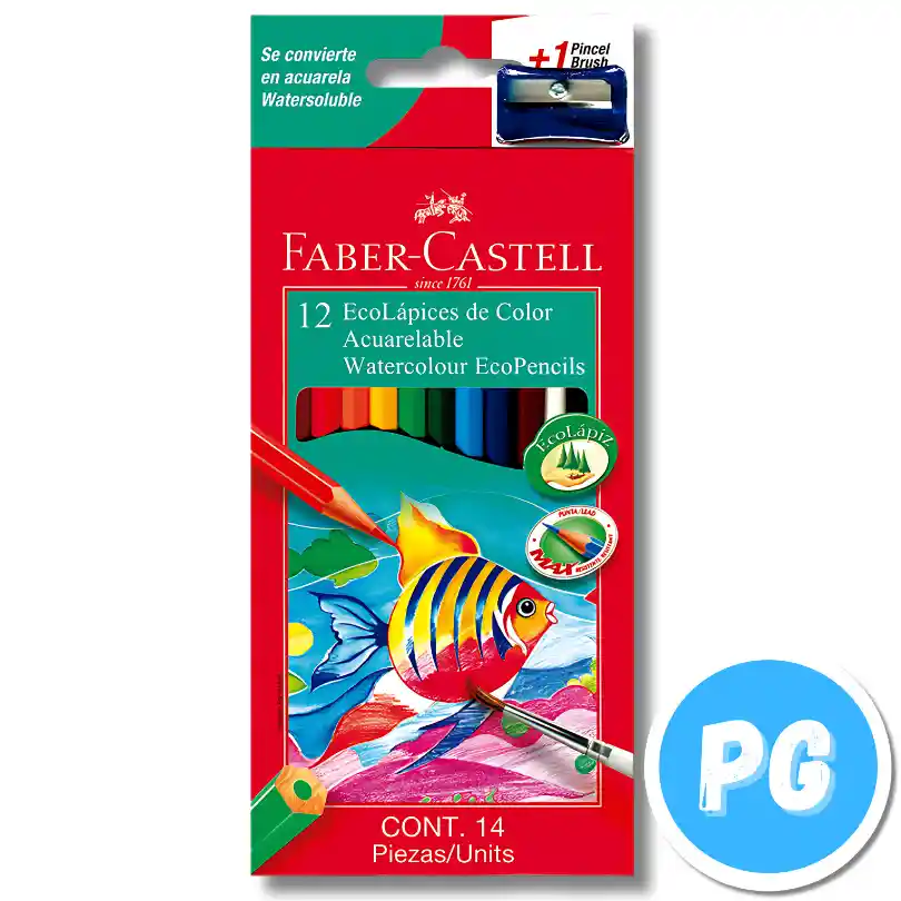 Caja Color Faber Castell X12 Unds Unipunta Acuareables