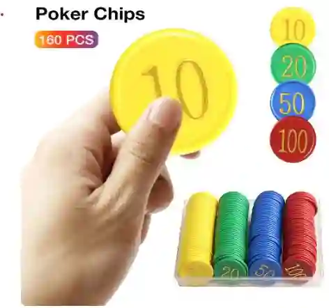 Fichas De Poker 160 De Plastico Con Enumeracion De 10, 20, 50 Y 100