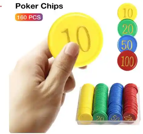 Fichas De Poker 160 De Plastico Con Enumeracion De 10, 20, 50 Y 100