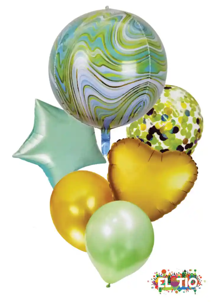 Globos Bouquet Verde Combinado X 6