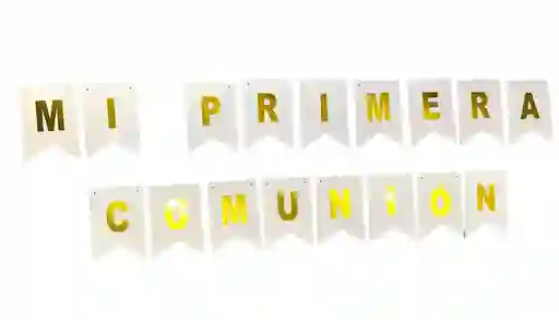 Mi Primera Comunion Guirnalda Blanca Letras Doradas
