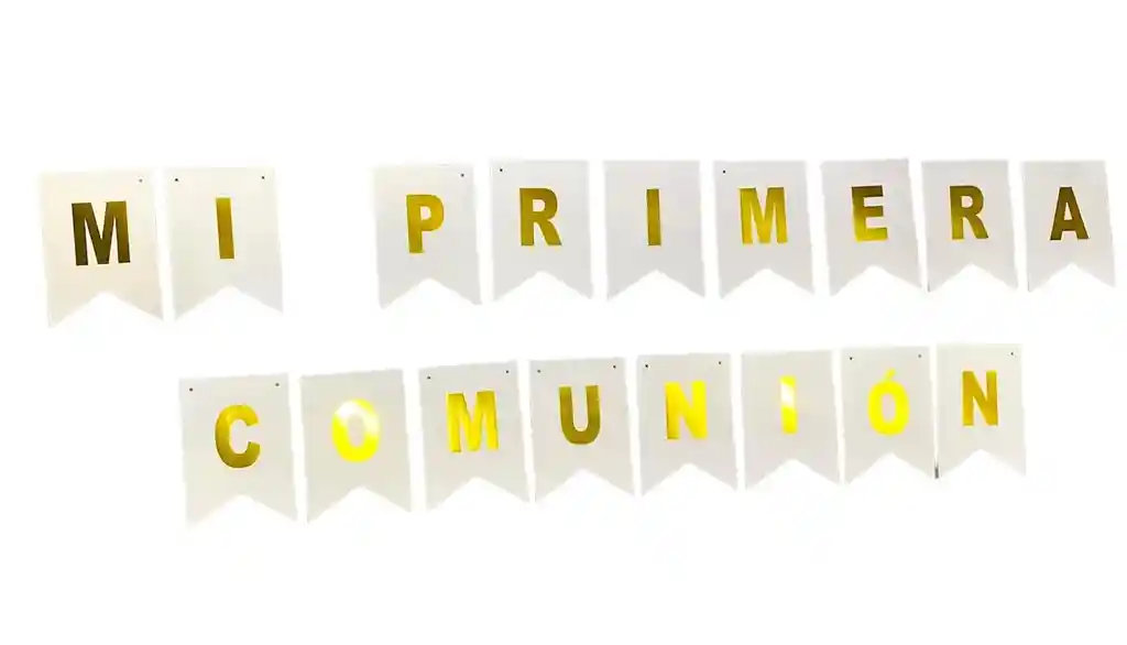 Mi Primera Comunion Guirnalda Blanca Letras Doradas