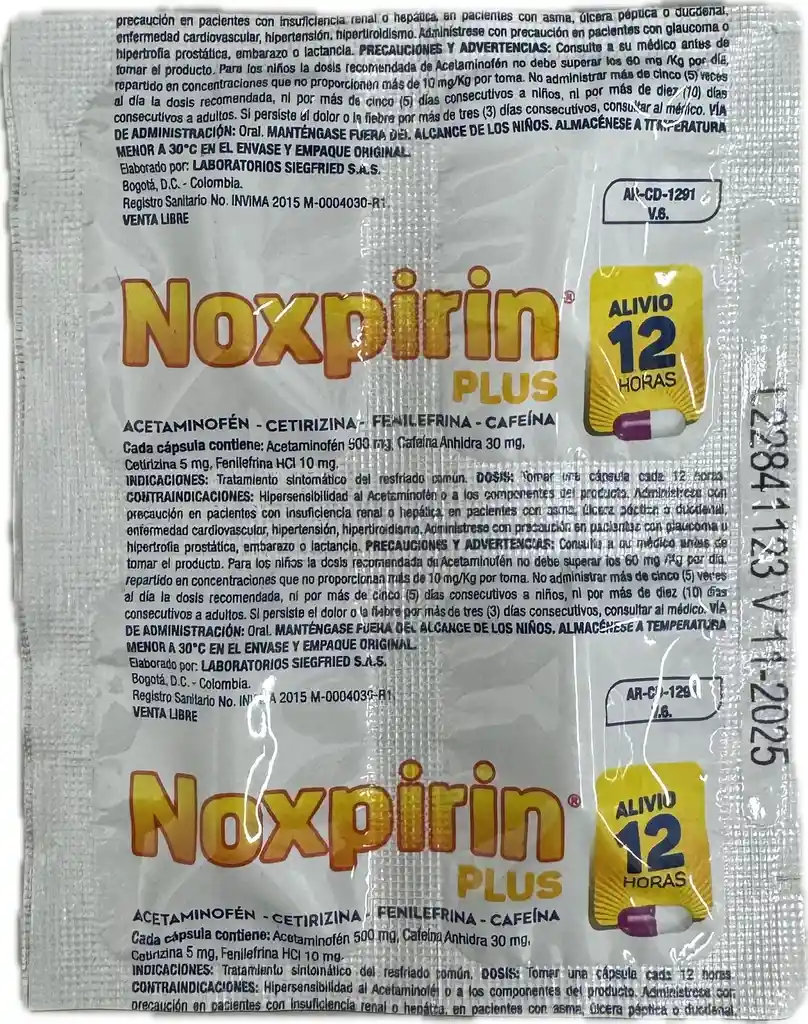 Noxpirin Plus 4 Capsulas