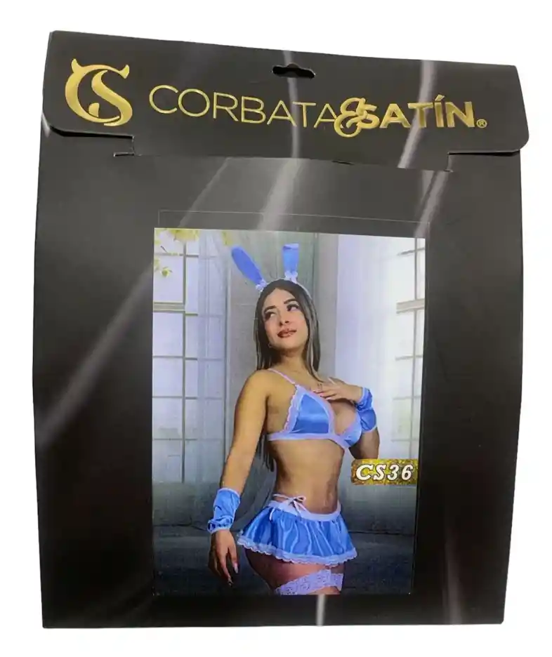 Conjunto De Lencería De Disfraz De Conejita Sexy De Corbata Y Satín.