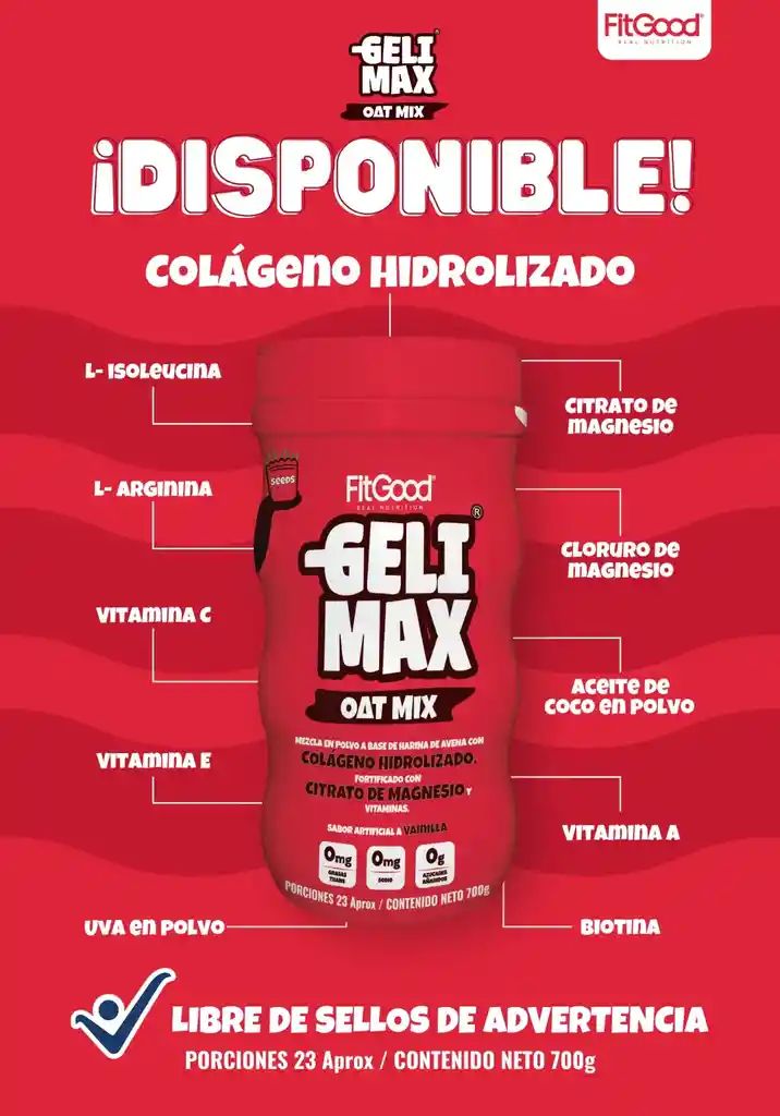 Colageno Hidrolizado+ Citrato De Magnesio 700 G Sabor Vainilla (geli Max)