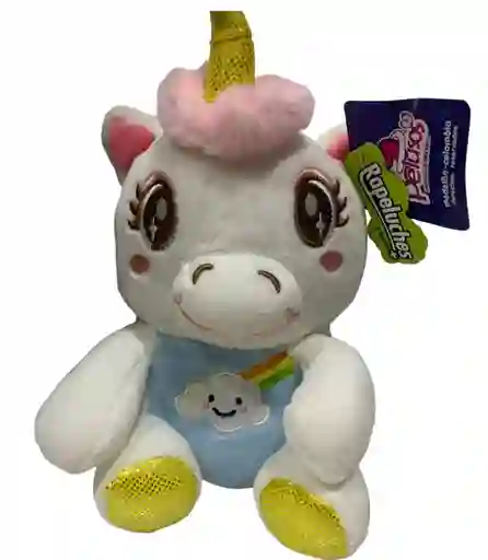 Juguete De Peluche Unicornio Blanco Con Rosado Y Azul Con Blanco