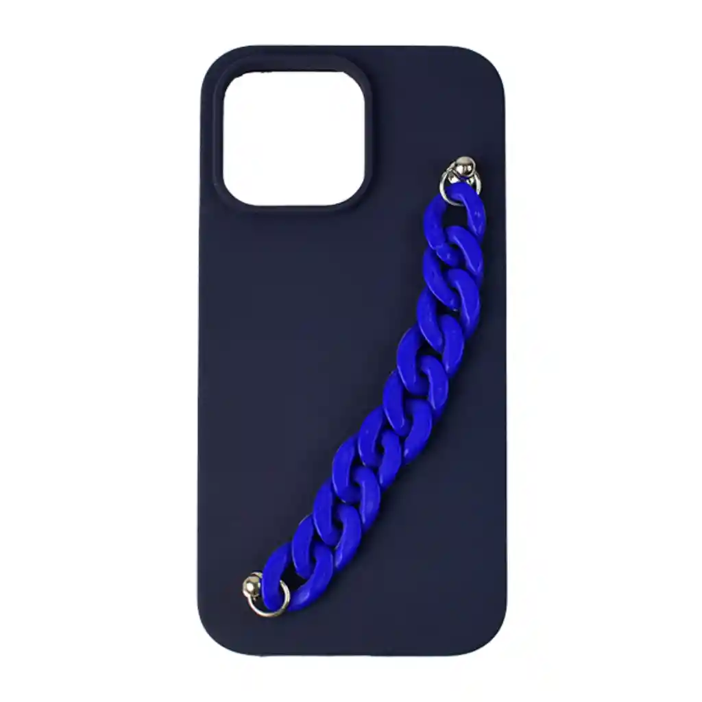 Forro Silicone Case Con Correa Iphone 13 Pro Max Azul Oscuro