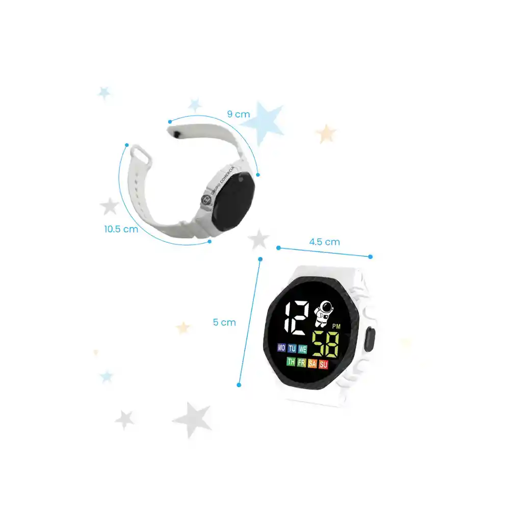 Reloj Para Niños Impermeable Digital Color Blanco Fino