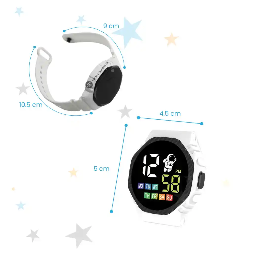 Reloj Para Niños Impermeable Digital Color Blanco Fino