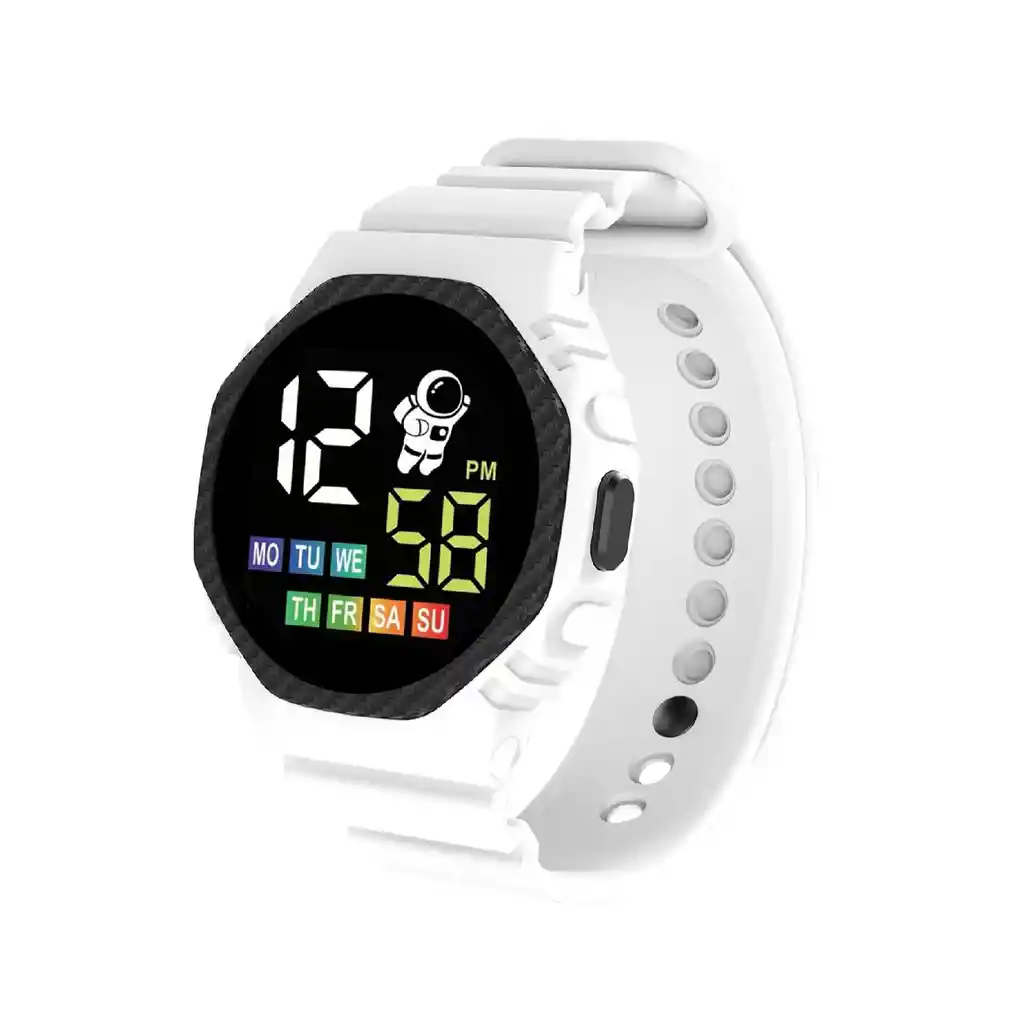 Reloj Para Niños Impermeable Digital Color Blanco Fino