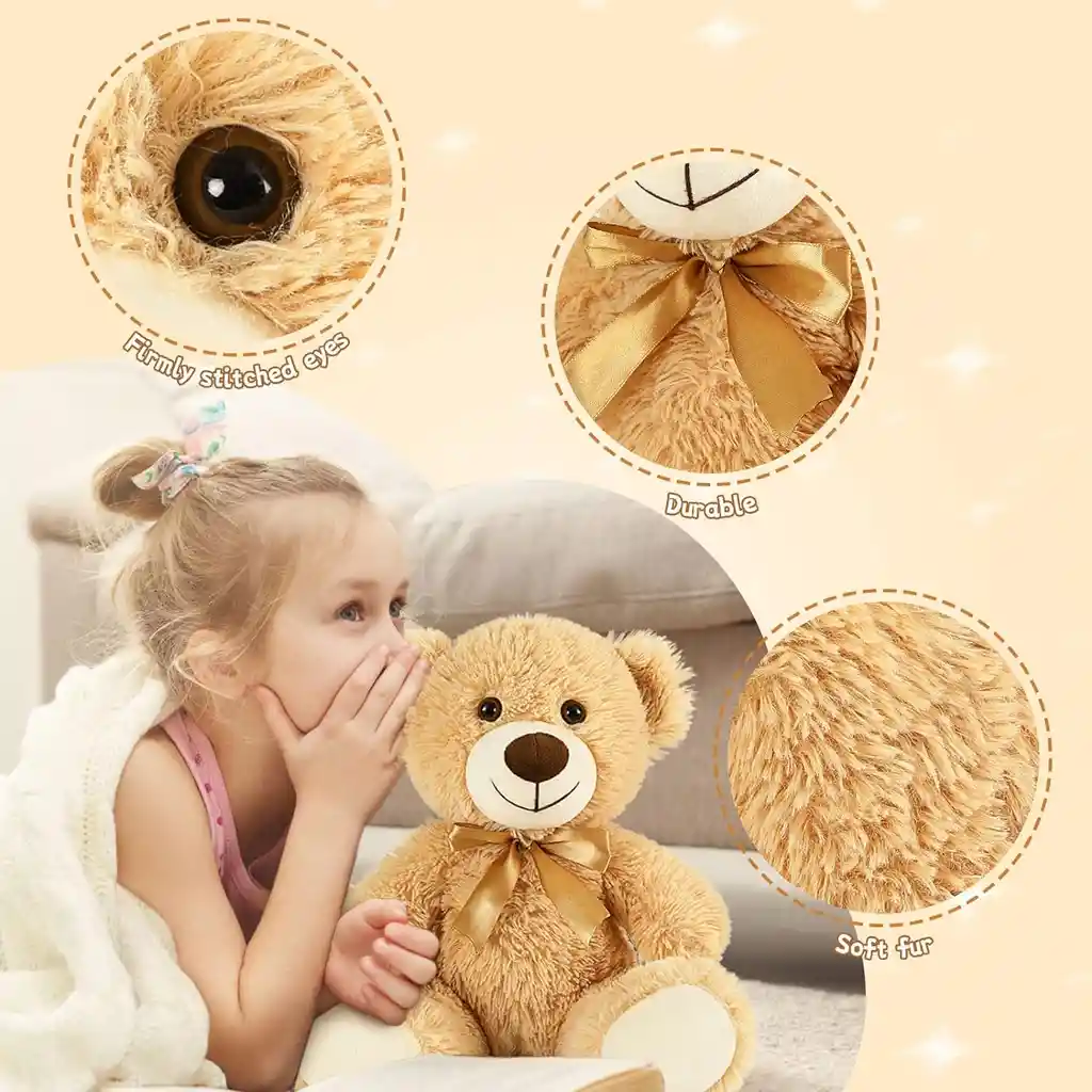 Oso De Peluche 35cms Niños As Y Bebes Regalos Juguete Beige Baby Showers Cumpleaños Navidad