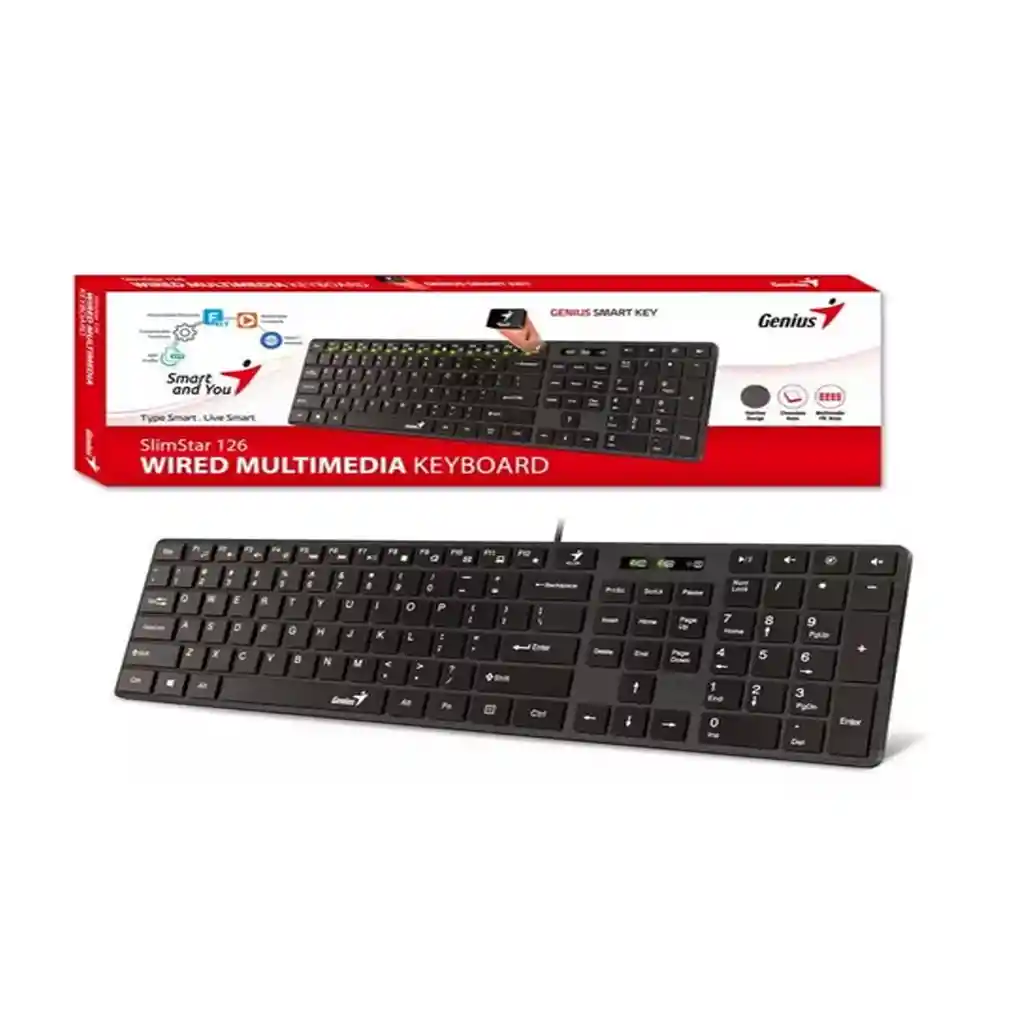 Teclado Genius Slimstar 126 Qwerty Español Color Negro