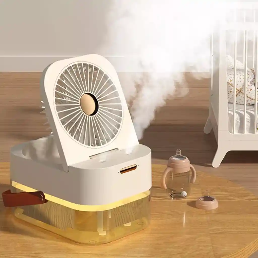 Ventilador Humidificador Doble Pulverización Con Luz Nocturna