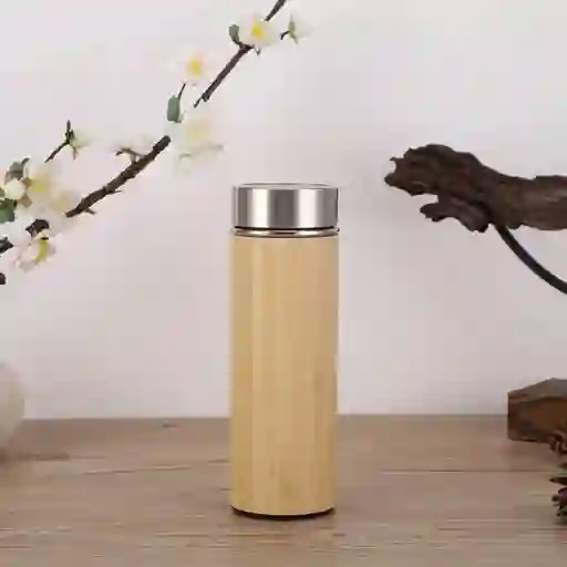 Termo Bambú Con Filtro Para Infusiones