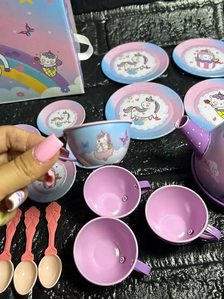 Set Tetera Unicornio / Patos / Vaso / Pocillos / Maleta