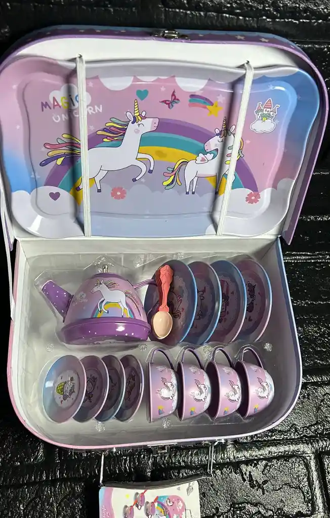 Set Tetera Unicornio / Patos / Vaso / Pocillos / Maleta