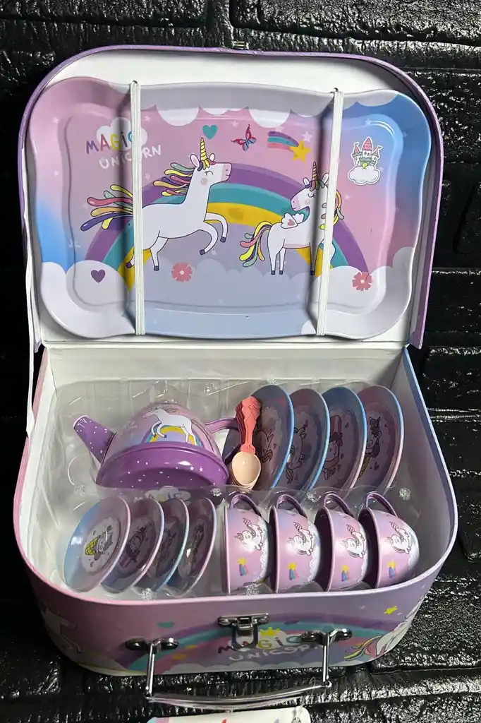 Set Tetera Unicornio / Patos / Vaso / Pocillos / Maleta