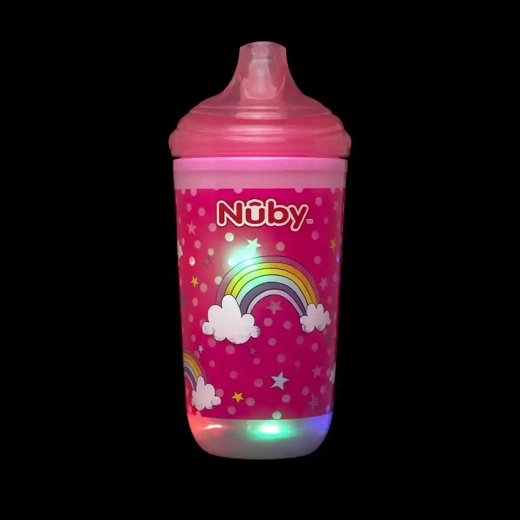 Vaso Entrenador Antiderrame Para Bebe Con Luces Nuby 10 Oz Rosa