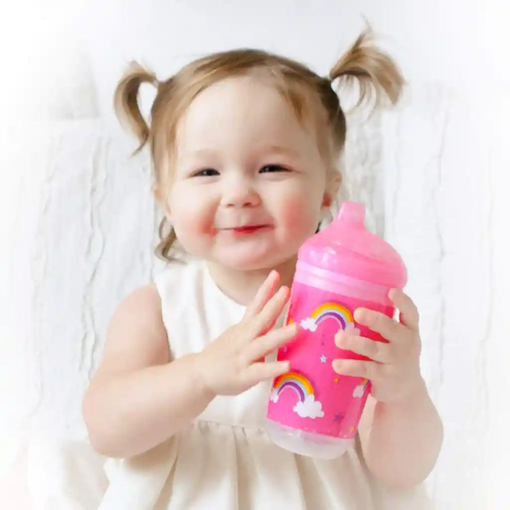 Vaso Entrenador Antiderrame Para Bebe Con Luces Nuby 10 Oz Rosa