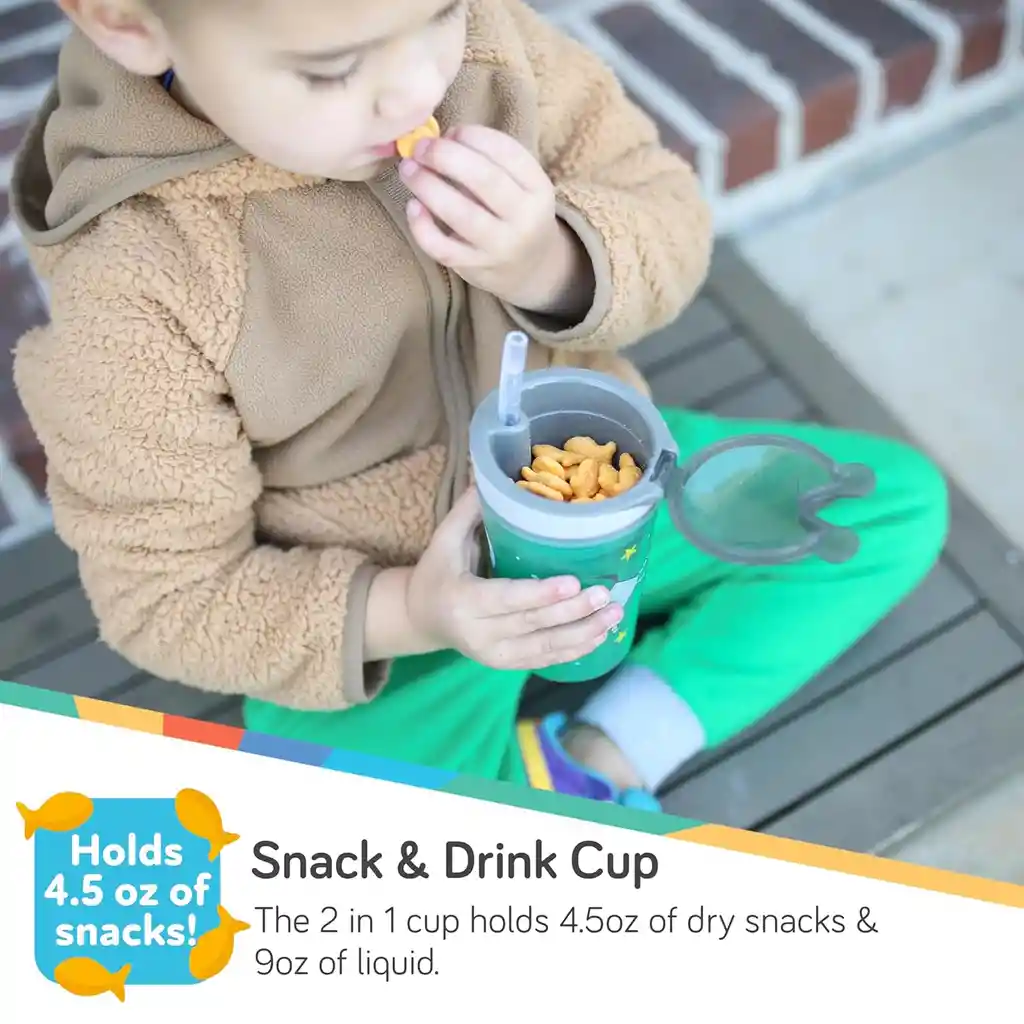 Vaso Pitillo + Porta Snack Nuby 2 En 1 Para Bebes Niños Nuby Azul