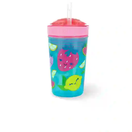 Vaso Pitillo + Porta Snack Nuby 2 En 1 Para Bebes Niños Nuby Rosa