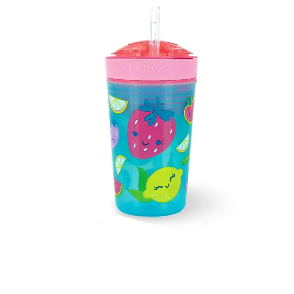 Vaso Pitillo + Porta Snack Nuby 2 En 1 Para Bebes Niños Nuby Rosa