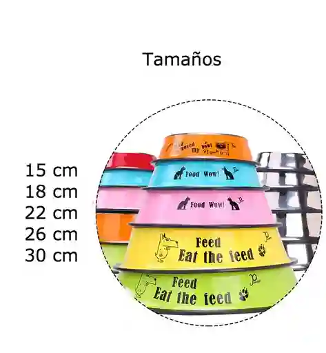 Comedero En Acero Inoxidable Con Color Y Dibujos 22 Cm