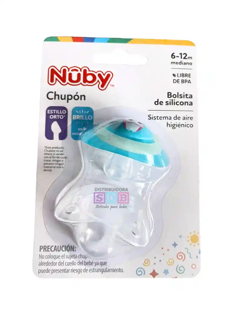 Chupo Entretencion Bebe Nuby Brilla Oscuridad + Tapa 6-12 M Rosa