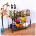 Organizador De Cocina Estante De Especias De Metal 2 Niveles Color Negro