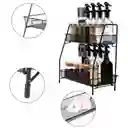 Organizador De Cocina Estante De Especias De Metal 2 Niveles Color Negro