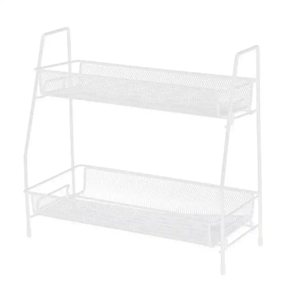 Organizador De Cocina Estante De Especias De Metal 2 Niveles Color Blanco