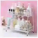 Organizador De Cocina Estante De Especias De Metal 2 Niveles Color Blanco