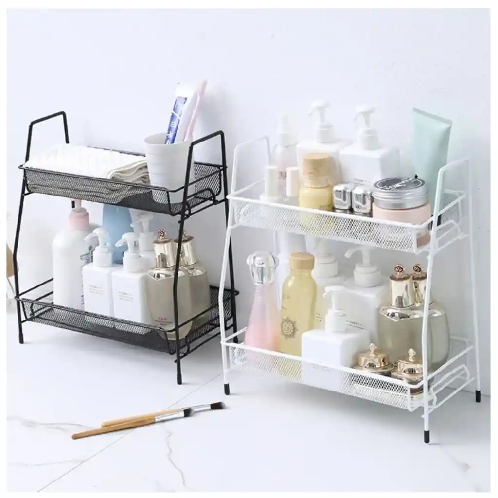 Organizador De Cocina Estante De Especias De Metal 2 Niveles Color Blanco