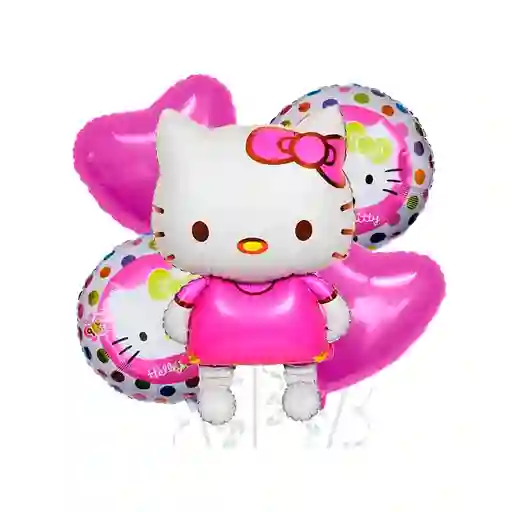 Buquet De Globos Hello Kitty De 5 Piezas