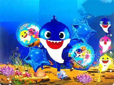 Buquet De Globos Baby Shark De 5 Piezas